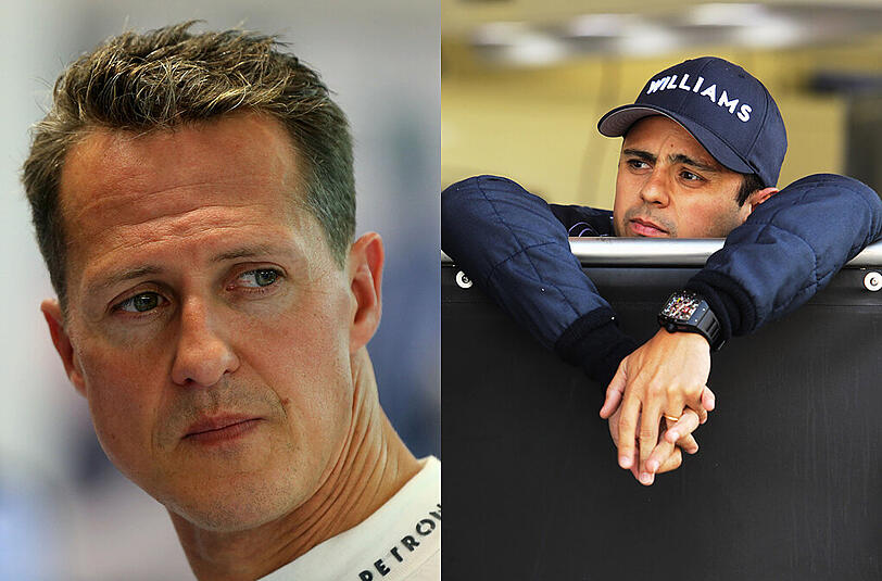 Felipe Massa (re.) hat Michael Schumacher in der Klinik besucht. Der Freund und Formel-1-Pilot will Reaktionen von Schumis Mund beobachtet haben: "Alles war sehr positiv"