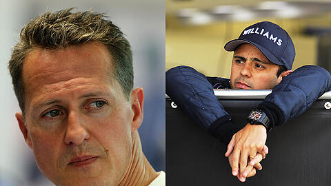 Felipe Massa (re.) hat Michael Schumacher in der Klinik besucht. Der Freund und Formel-1-Pilot will Reaktionen von Schumis Mund beobachtet haben: "Alles war sehr positiv"