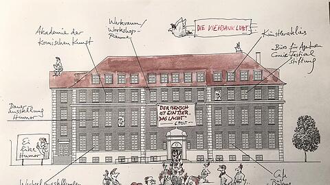 Frohe neue Welt: Der Humorist Peter Gaymann hat schon ganz konkrete Ideen für das &bdquo;Forum Humor und Komische Kunst&ldquo; in der Zenettistraße 17.