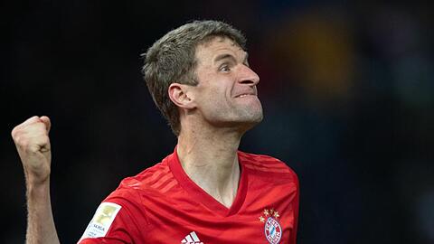 Thomas Müller vom FC Bayern jubelt. Foto: Soeren Stache/dpa-Zentralbild/dpa/Archivbild