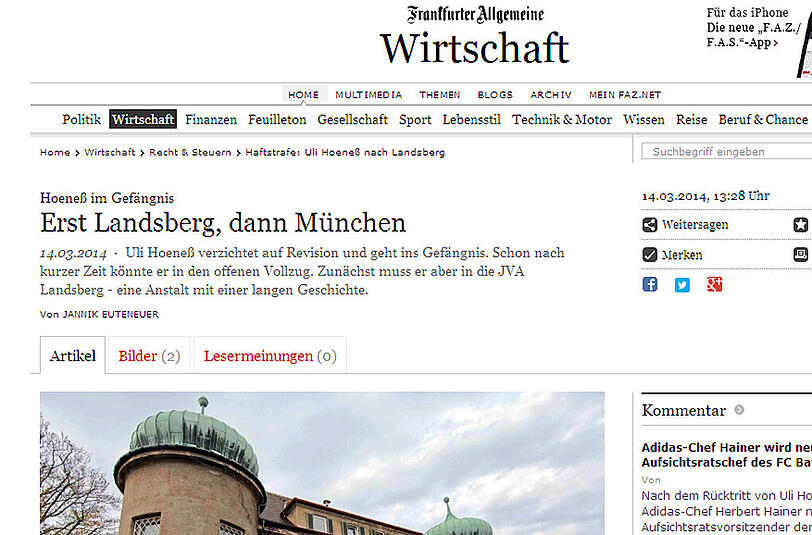 Auf die FAZ macht das Gefängnis in Landsberg am Lech zum Thema.