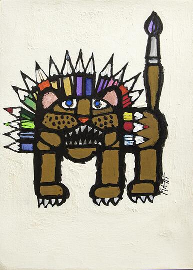 Am liebsten hat Celestino Piatti Tiere gezeichnet, meistens Eulen. Auf die Idee, einem Löwen eine Buntstift-Mähne zu verpassen, muss man schon kommen. Und unwillkürlich fällt einem der Grafiker Christoph Niemann ein, bei dem sich ein Pferdehintern schon mal aus zwei Bananen zusammensetzt.