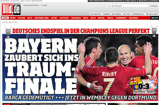Die Bild schwärmt bereits vom deutsch-deutschen Finale in Wembley