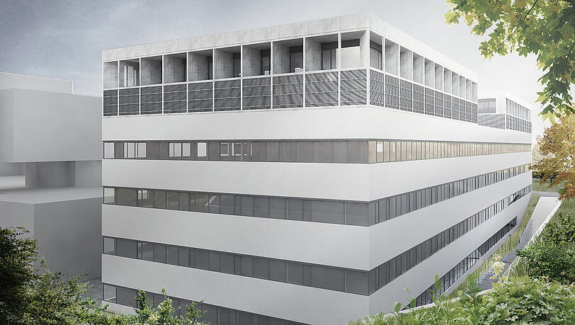 Hier der Entwurf für den großen Krankenhaus-Anbau. Die Fassade ist noch variabel. Hier der Entwurf für den großen Krankenhaus-Anbau. Die Fassade ist noch variabel.