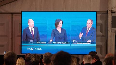 Olaf Scholz, Annalena Baerbock und Armin Laschet lieferten sich beim TV-Triell teilweise einen scharfen Schlagabtausch.