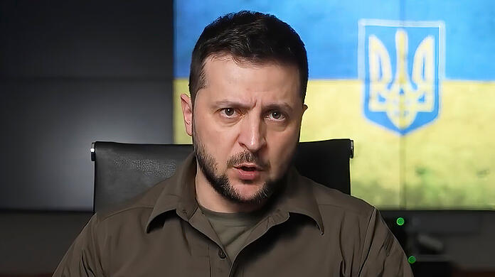 Der ukrainische Präsident Wolodymyr Selenskyj während einer Videobotschaft.