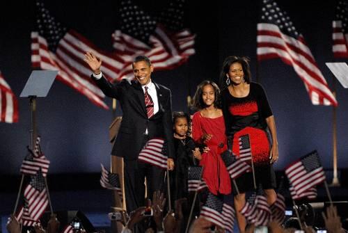Amerikas neue First Family: Barack Obama mit Ehefrau Michelle und den beiden Töchtern Natasha und Malia