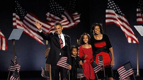 Amerikas neue First Family: Barack Obama mit Ehefrau Michelle und den beiden Töchtern Natasha und Malia