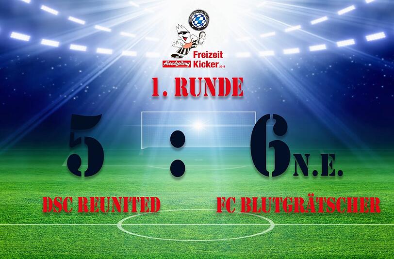 Der FC Blutgrätscher gewann die Partie in der 1. Runde mit 5:6 nach Elfmeterschießen.