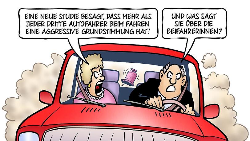 Aggressive Grundstimmung im Auto – an wem das wohl liegt? Das fragt sich AZ-Karikaturist Harm Bengen. Aggressive Grundstimmung im Auto – an wem das wohl liegt? Das fragt sich AZ-Karikaturist Harm Bengen.