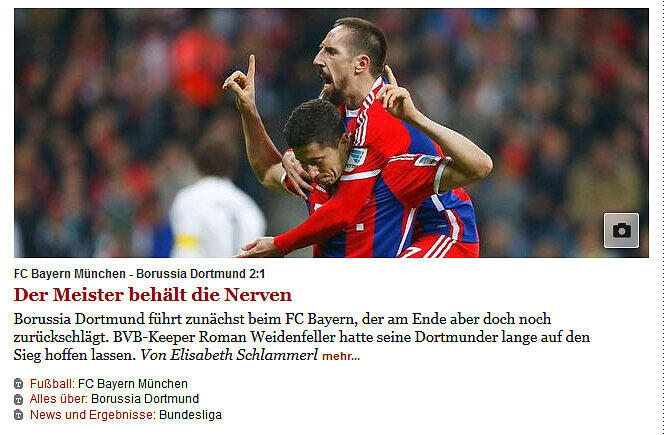 Pressestimmen zum Sieg des FC Bayern gegen Dortmund