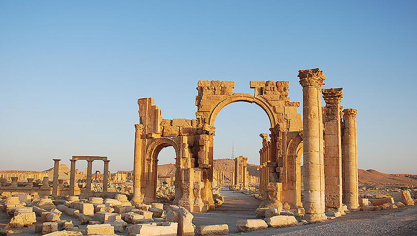 Ruinen der antiken Stadt Palmyra nördlich von Damaskus. Ruinen der antiken Stadt Palmyra nördlich von Damaskus.