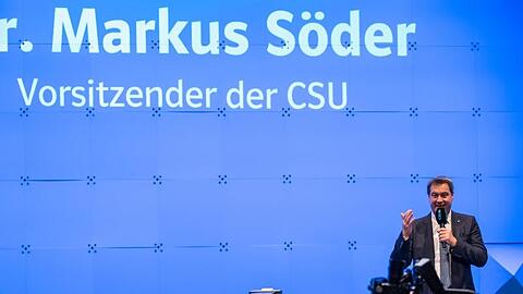 Markus Söder auf dem CSU Sonderparteitag. Foto: Peter Kneffel