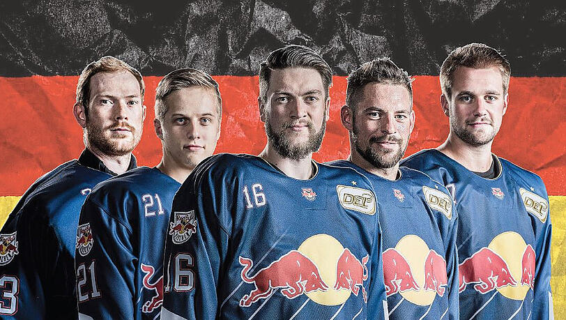 Ein EHC-Quintett für Deutschland: aus den Birken, Kahun, Abeltshauser, Seidenberg und Macek (v.l.) sind bei der WM dabei. Ein EHC-Quintett für Deutschland: aus den Birken, Kahun, Abeltshauser, Seidenberg und Macek (v.l.) sind bei der WM dabei.