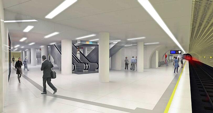 NACHHER - Die Vision: Der Bahnsteig wirkt heller, sauberer und freundlicher. Vor allem aber ist das Treppen-System ausgeklügelter.