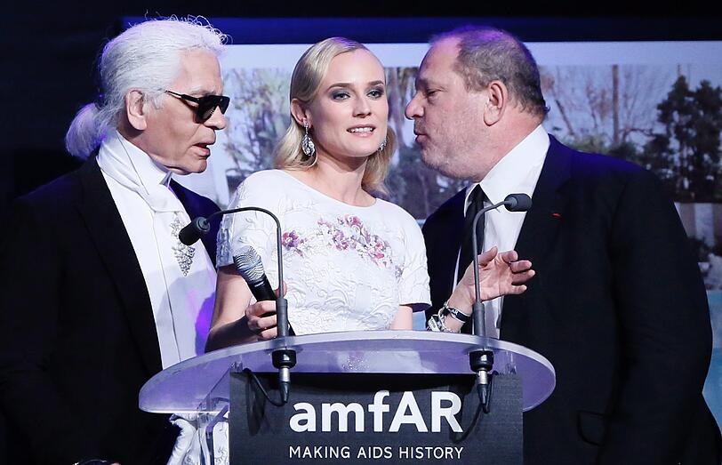 Karl Lagerfeld und Diane Kruger bei der Aids-Spendengala amfAR, die am Rande der Filmfestspiele in Cannes stattfand.