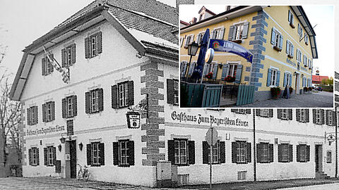Früher und heute: Der Bayerische Löwe in Bad Tölz.