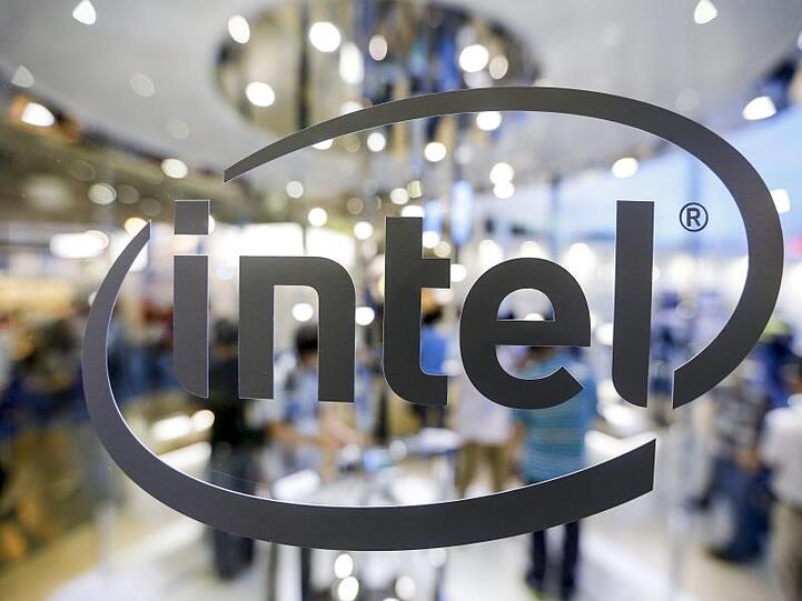 Ein Intel-Logo während der Computer-Show COMPUTEX.
