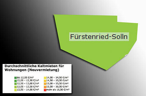 Mietspiegel 2013: Durchschnittliche Kaltmieten für Wohnungen in München (Neuvermietung)