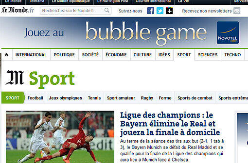 Und Frankreichs "Le Monde" schreibt: "Bayern bringt es in Madrid zu Ende und trifft im Finale Chelsea."