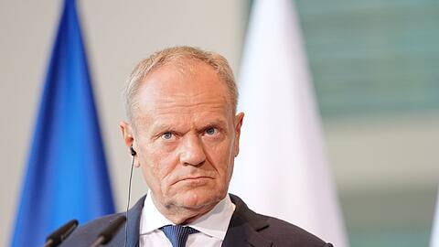 Polens Ministerpr&auml;sident Donald Tusk beim Treffen mit den Staats- und Regierungschefs aus Deutschland, Frankreich, Gro&szlig;britannien und Italien in Berlin.