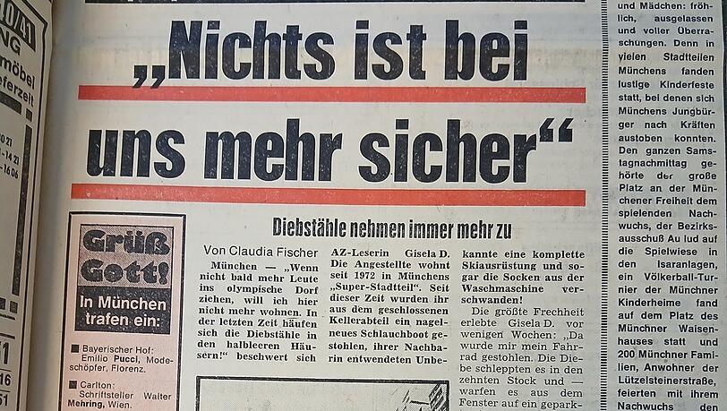 Alarm im Olympiadorf! So berichtet die AZ heute vor 50 Jahren, in der Ausgabe vom 15. Juli 1974.