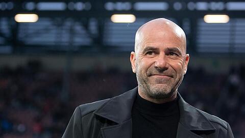 Leverkusens Trainer Peter Bosz schaute seiner Mannschaft in Augsburg zufrieden zu.
