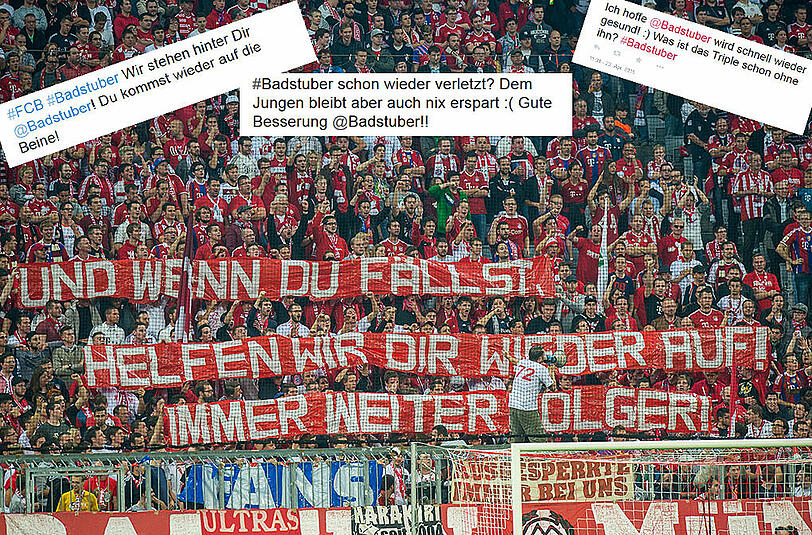 Bereits nach seiner ersten Muskelverletzung am Anfang der Saison, versuchten die Bayern-Fans Holger Badstuber aufzumuntern.