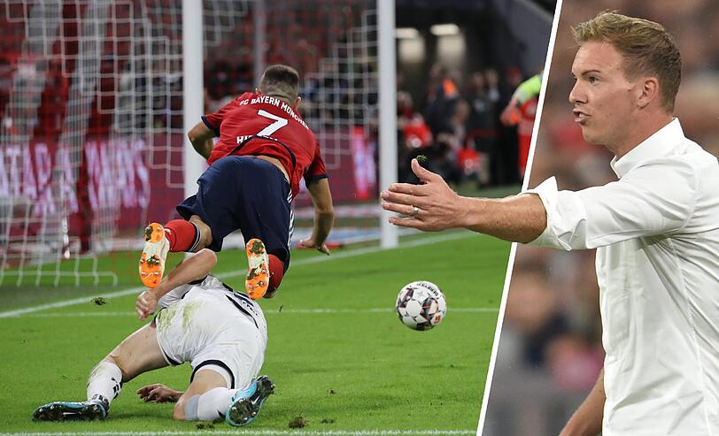 Ribéry nimmt Nordtveits Grätsche an und segelt im Strafraum. Dass der Video-Schiedsrichter da snicht prüft - für Hoffenheims Trainer Julian Nagelsmann unverständlich.