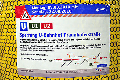 Fraunhoferstraße? Zwei Wochen lang hält hier keine U-Bahn