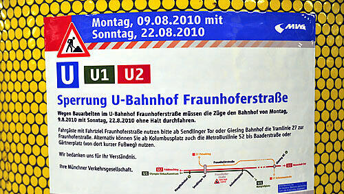 Fraunhoferstraße? Zwei Wochen lang hält hier keine U-Bahn