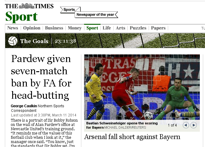 Die "Times" attestiert den Londonern nicht die nötige Klasse um gegen Bayern zu bestehen.