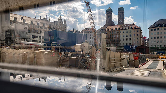 Wie lange wird die Baustelle bleiben? Blick auf eine Baustelle der zweiten S-Bahn Stammstrecke am Marienhof.