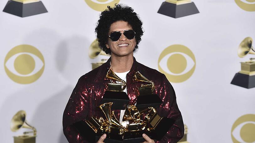 Er sahnte kräftig ab: Bruno Mars bekam sechs Grammys verliehen.