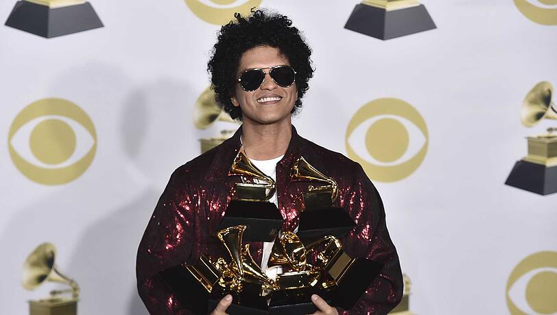 Er sahnte kräftig ab: Bruno Mars bekam sechs Grammys verliehen.