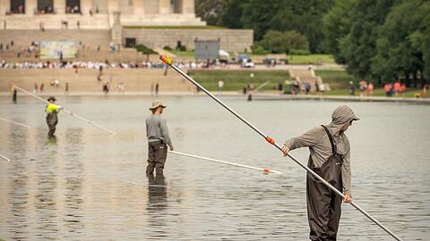 Die Arbeiten am Reflecting Pool werden wohl doch aufwendiger als gedacht.