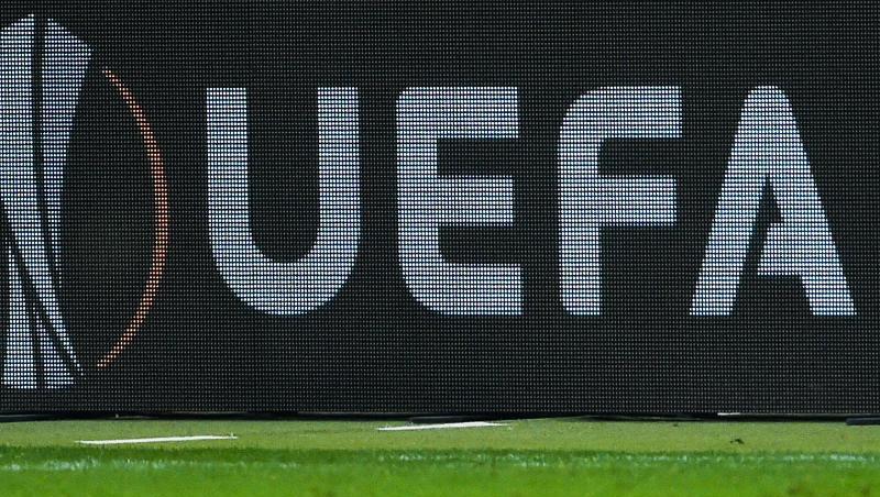 Der Schriftzug "Uefa" ist an einer Leuchtreklame zu sehen. Foto: Silas Stein/Archivbild Der Schriftzug "Uefa" ist an einer Leuchtreklame zu sehen. Foto: Silas Stein/Archivbild