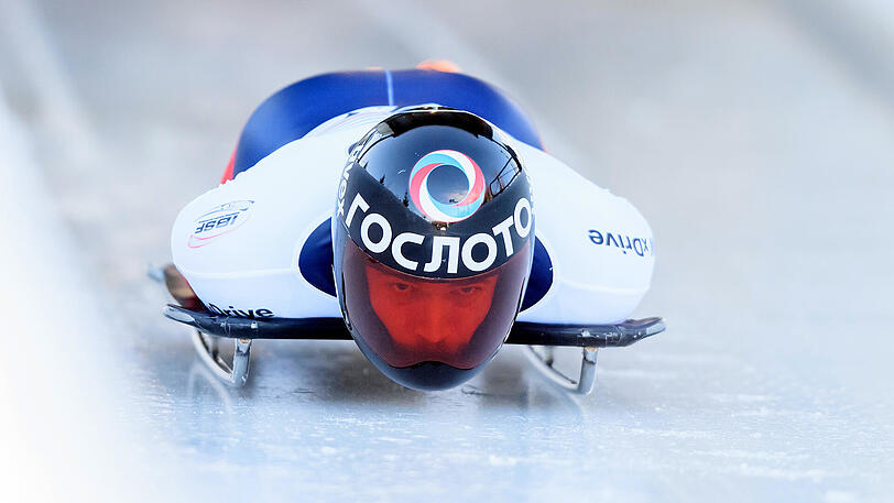 Der Russe Alexander Tretiakov beim Skeleton-Weltcup 2015 in Altenberg.
