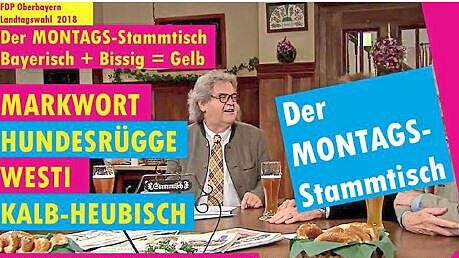 Mit diesem Bild vom Sonntags-Stammtisch warb die FDP im Internet für ihre Wahlkampfveranstaltung. Der BR sieht sein Urheberrecht verletzt.