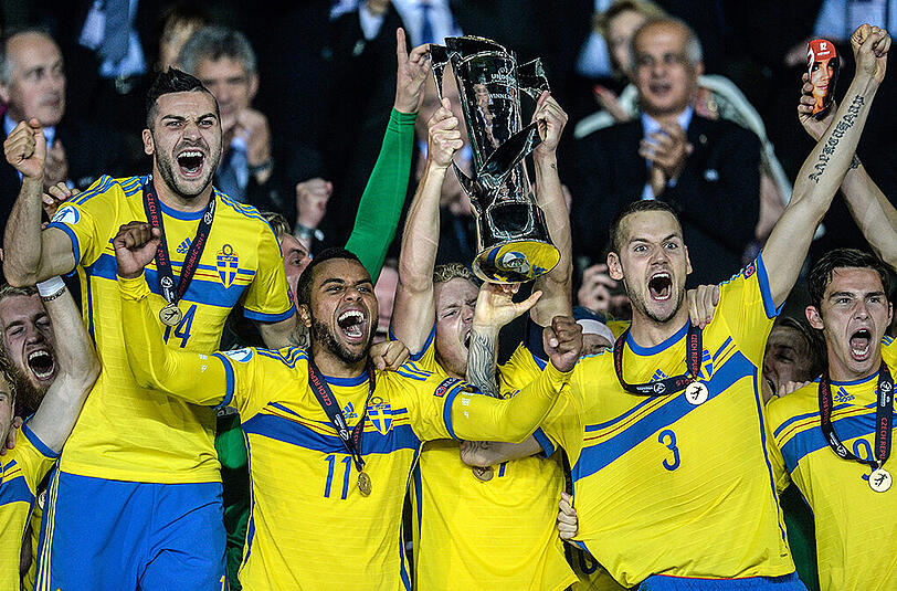 Grenzenloser Jubel beim schwedischen U21-Nationalteam.