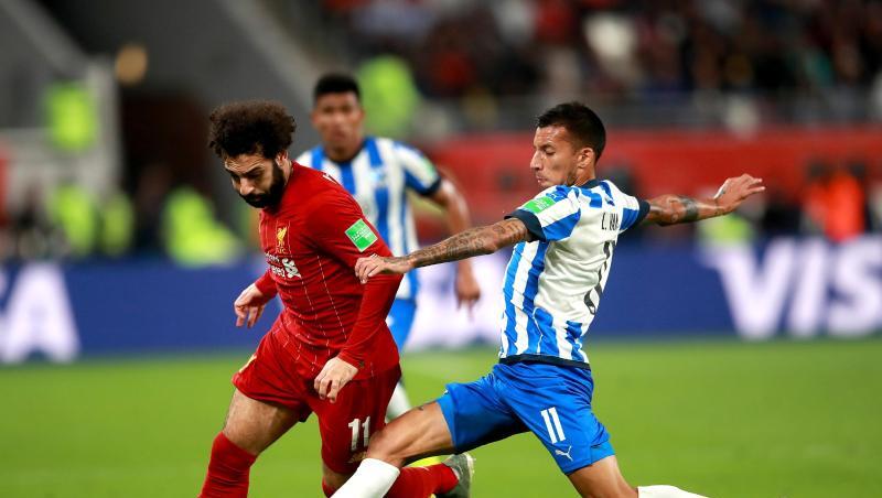 Mohamed Salah (l) zog mit dem FC Liverpool nach dem Sieg gegen CF Monterry ins Finale der Club-WM ein. Mohamed Salah (l) zog mit dem FC Liverpool nach dem Sieg gegen CF Monterry ins Finale der Club-WM ein.