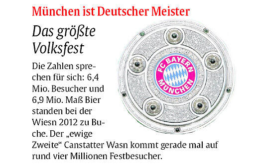 Herzlichen Glückwunsch! Zum 23. Mal ist der FC Bayern Deutscher Meister!  München hat aber nicht nur im Fußball die Nase vorn &ndash; wo wir noch vorne liegen, sehen Sie hier.