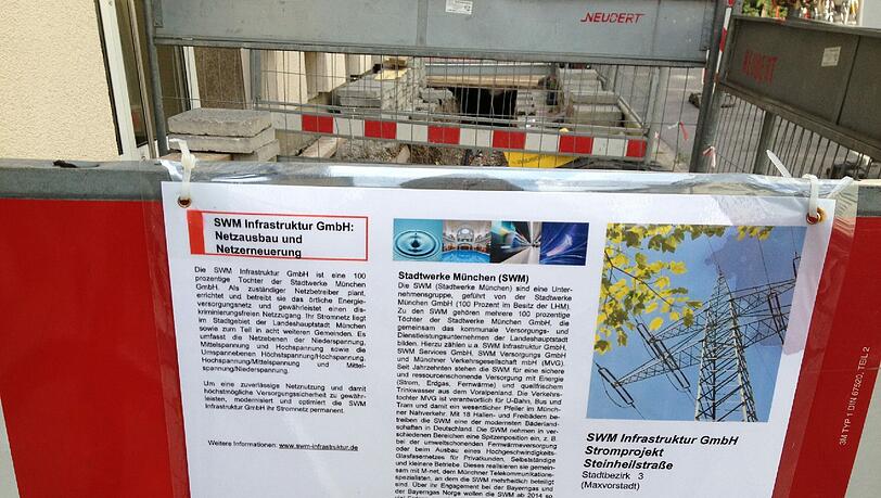 Die SWM erneuert hier ihr Stromnetz. Die SWM erneuert hier ihr Stromnetz.