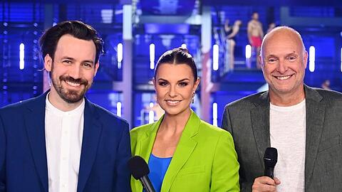 Das "RTL Turmspringen" wird das "Ninja Warrior"-Trio Jan Köppen, Laura Wontorra und Frank Buschmann (v.l.) moderieren.
