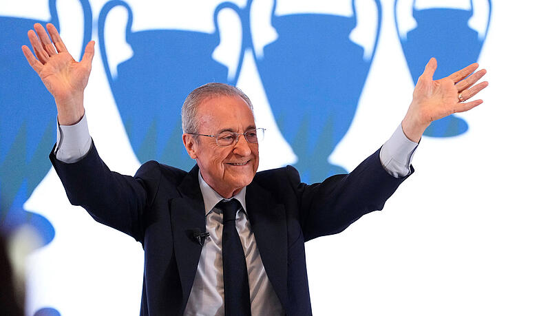 Der frisch wiedergewählte Präsident von Real Madrid, Florentino Perez, will einen weiteren Weltstar zu den "Königlichen" holen. Gerüchten zufolge soll es sich dabei um Bayern-Star Michael Olise handeln. Der frisch wiedergewählte Präsident von Real Madrid, Florentino Perez, will einen weiteren Weltstar zu den "Königlichen" holen. Gerüchten zufolge soll es sich dabei um Bayern-Star Michael Olise handeln.