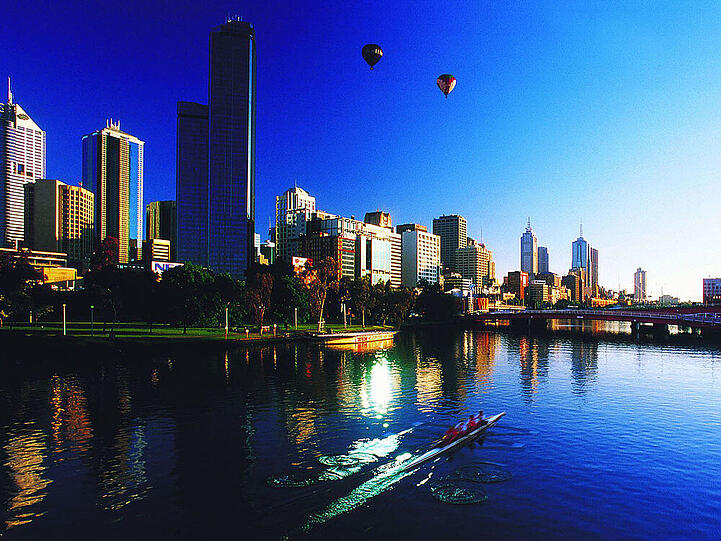 Die Skyline der australischen Metropole Melbourne