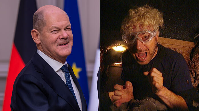 SPD-Kanzler Olaf Scholz verlor die Vertrauensfrage und wird sich wieder der Wahl stellen, darüber witzeln die Dschungel-Moderatoren