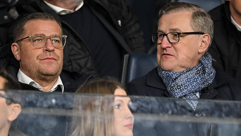 Freude &uuml;ber einen 6:1-Sieg in Bergamo: Sportvorstand Eberl FC Bayern M&uuml;nchen und Vorstandschef Jan-Christian Dreesen.