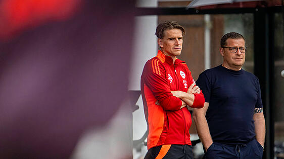 Die sportliche F&uuml;hrung des FC Bayern: Christoph Freund (l.) und Max Eberl