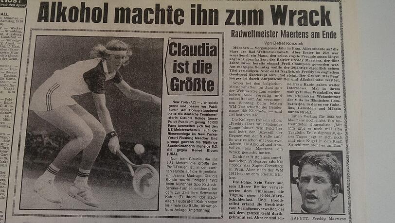 Und noch ein Fundstück: Wie die AZ schon 1982 berichtete, erlebte auch der belgische Radrennfahrer Freddy Maertens einen schlimmen Absturtz. Ab 1977 wurde er mehrfach des Dopings überführt, Alkoholmissbrauch folgte.  1981 schaffte er dann das Sensations-Comeback. Nach dem Titel bei der WM 1981 begann er wieder zu trinken. Ein befreundeter Journalist beschrieb die Geschichte als "Tragödie".